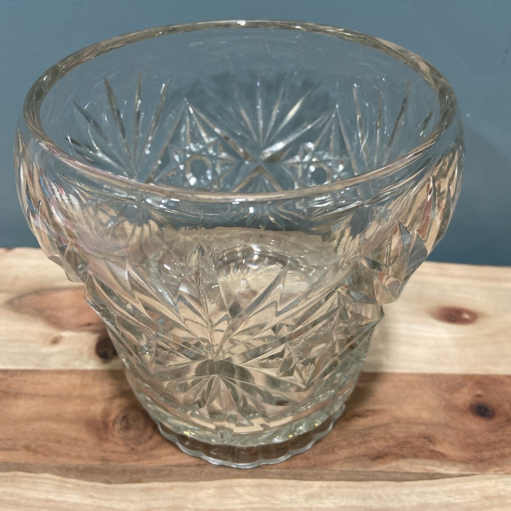 Kokomo Glass? EAPG Blocked Star Pattern Biscuit Jar Vase Bowl Early American - Picture 2 of 6